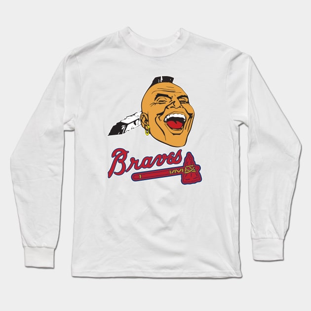 Screaming Indian Braves Shirt Long Sleeve T-Shirt by bryanbuckles